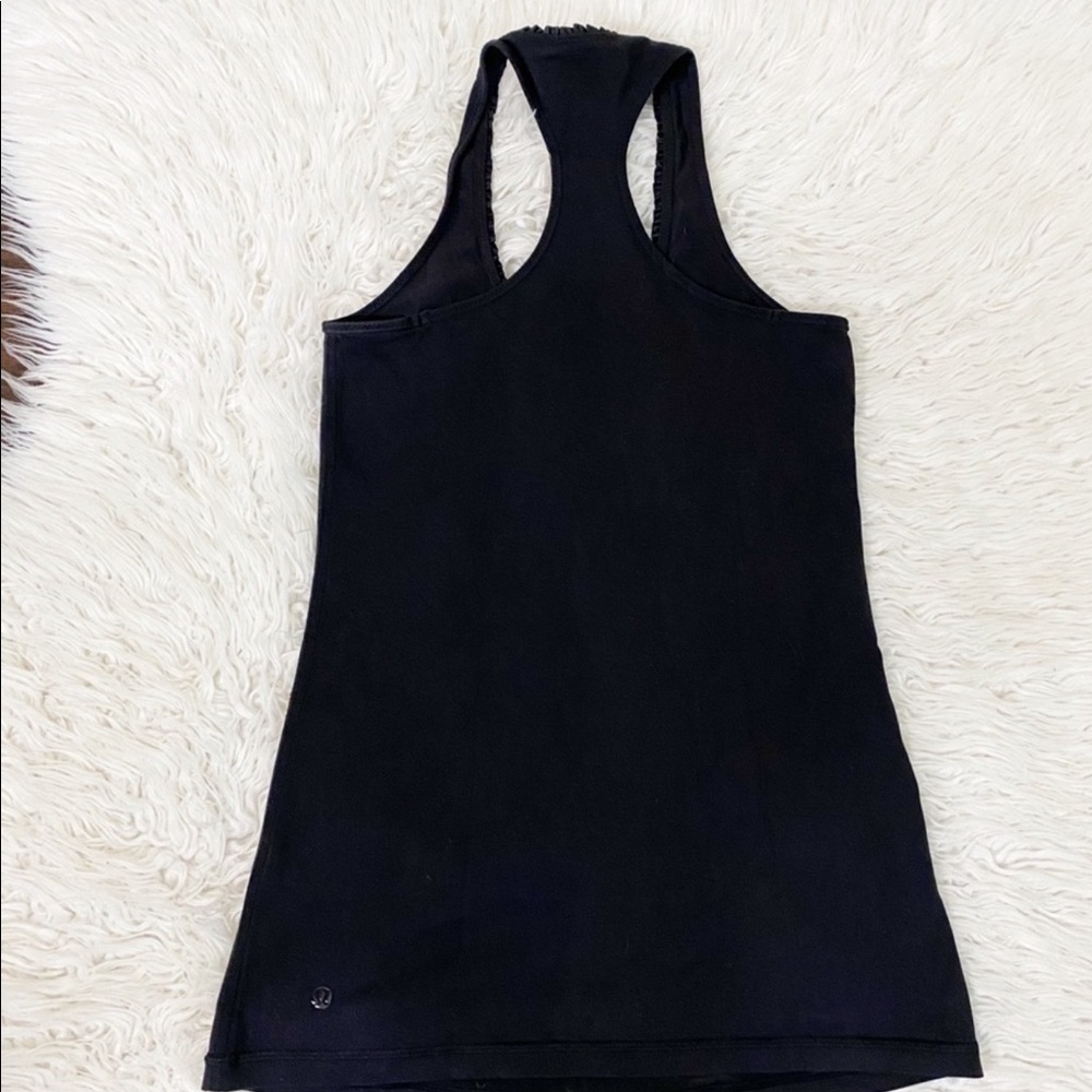 Lululemon Ruffle Black Cool Racerback Back Tank